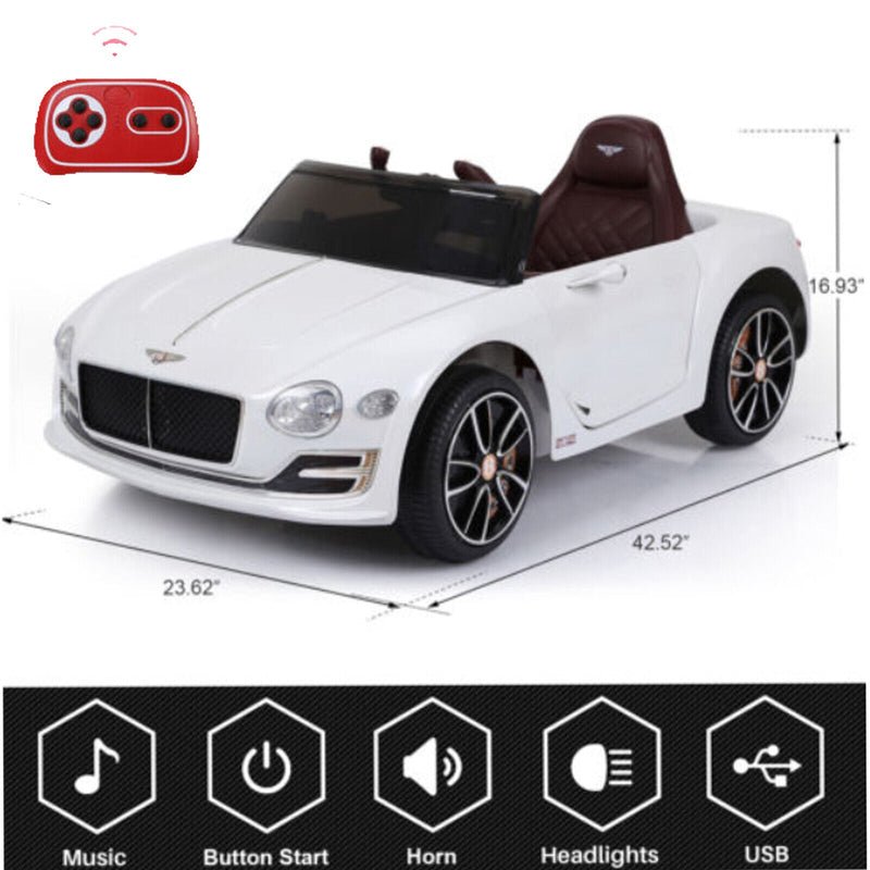 12V Electric Bentley Style Kid Ride On Car with Remote Control and LED Lights