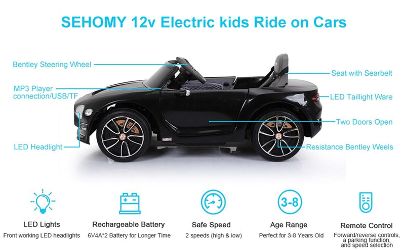 12V Bentley Style Kids Ride On Electric Car with 2.4G Remote Control
