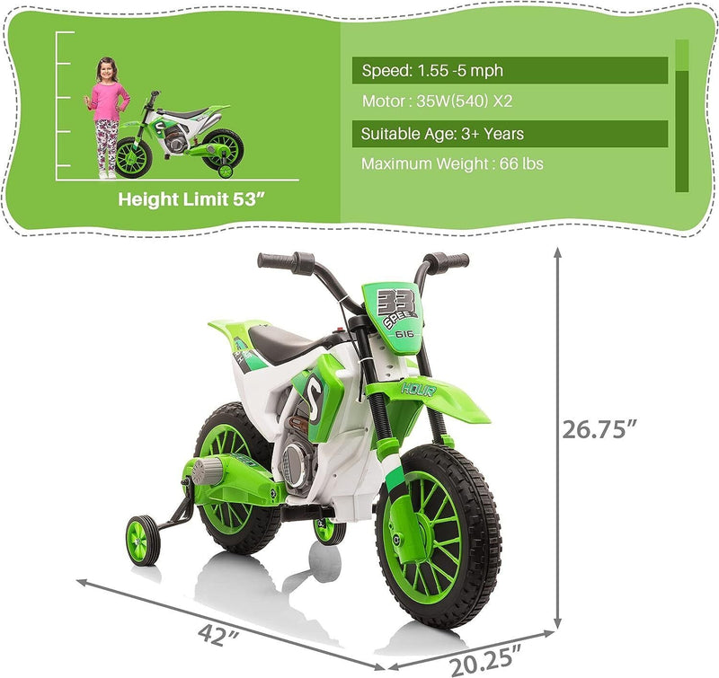 12V Electric Dirt Bike Ride-On Toy for Kids - Battery Powered Motorbike