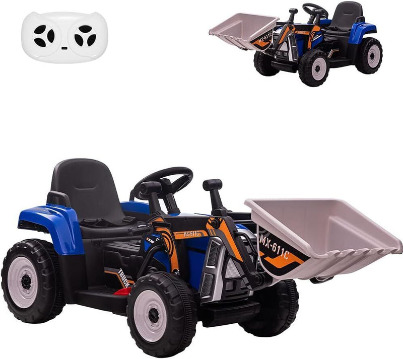 12V Electric Excavator Ride-On Toy with Remote Control, Music, and Bluetooth for Kids