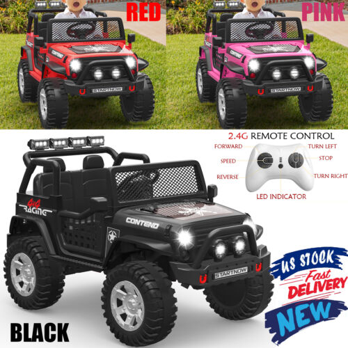 12V Electric Jeep Toy Car for Kids with LED Lights, MP3 Player, and Remote Control - Perfect Gift for Boys and Girls