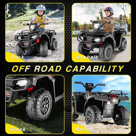 12V Electric Kids ATV Quad Car - Black, Suitable for Ages 3-6 Years