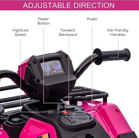 12V Electric Kids ATV Quad Car - Black, Suitable for Ages 3-6 Years