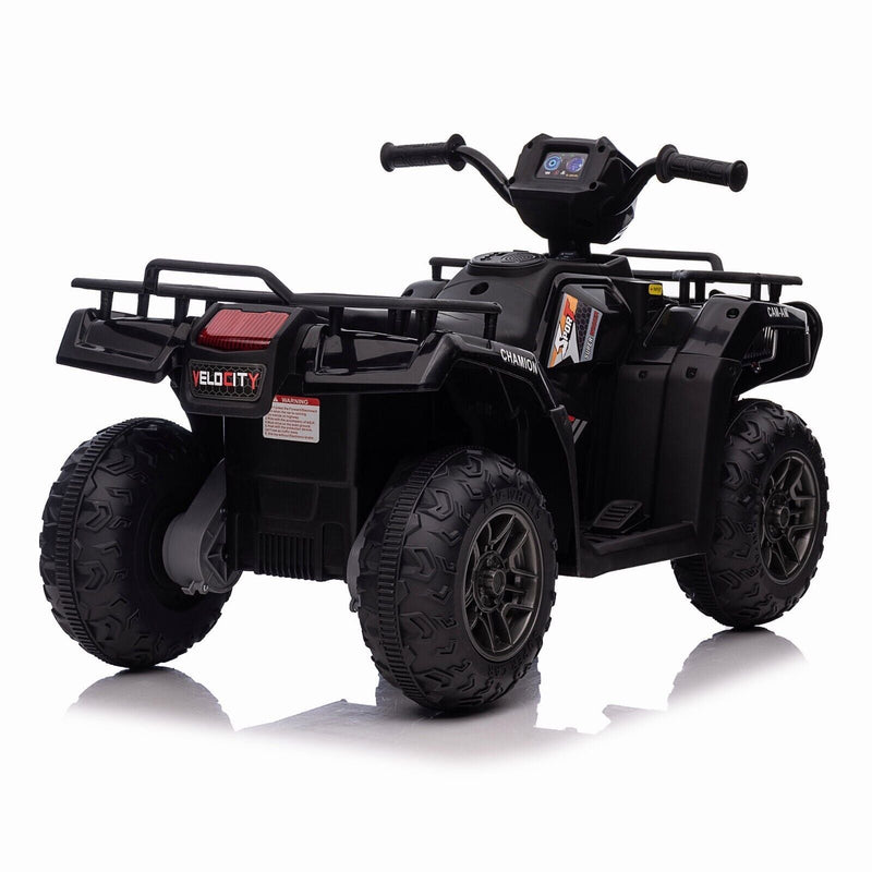 12V Electric ATV Quad for Kids Ages 3-6 in Sleek Black Design