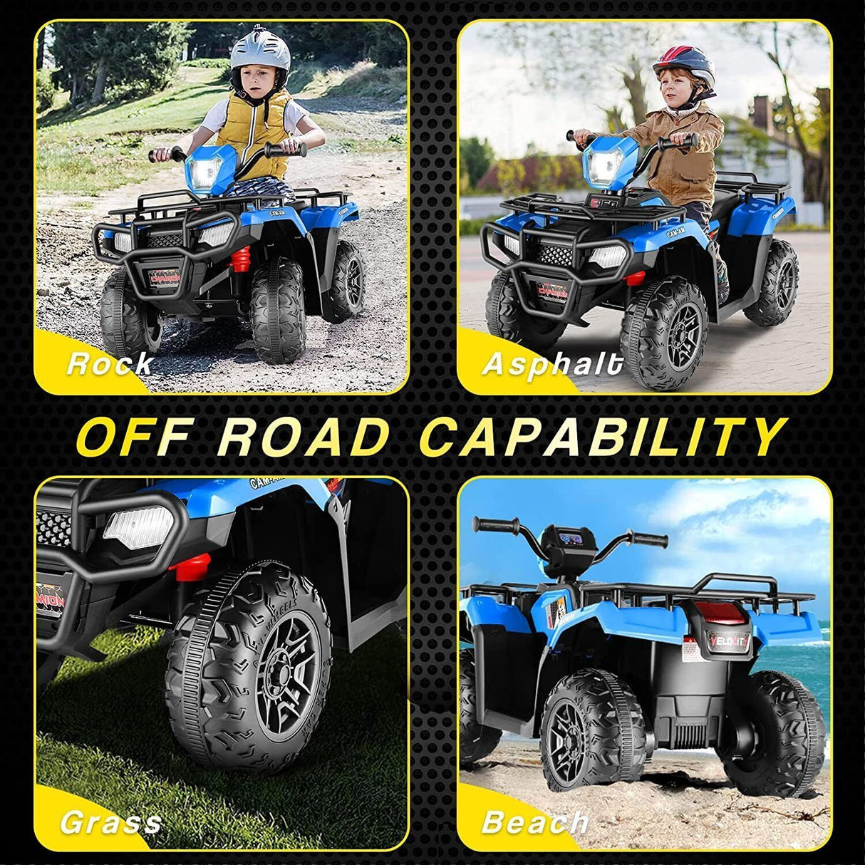 12V Electric ATV Quad for Kids Ages 3-6 in Sleek Black Design