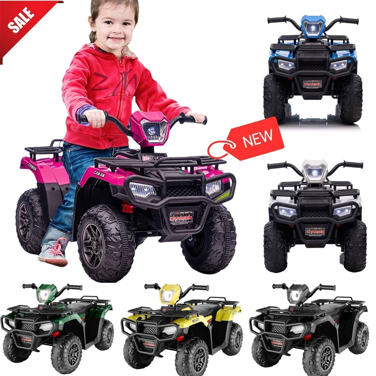 12V Electric Ride-On ATV for Kids 3-6 Years Old - Black Quad Truck with Battery Power