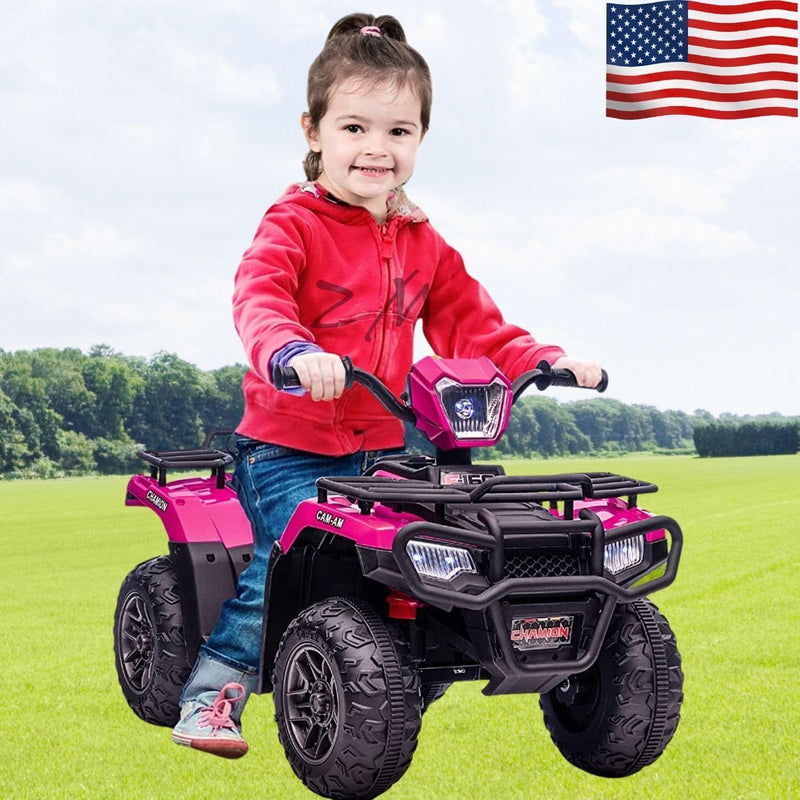 12V Electric Ride-On ATV for Kids 3-6 Years Old - Black Quad Truck with Battery Power