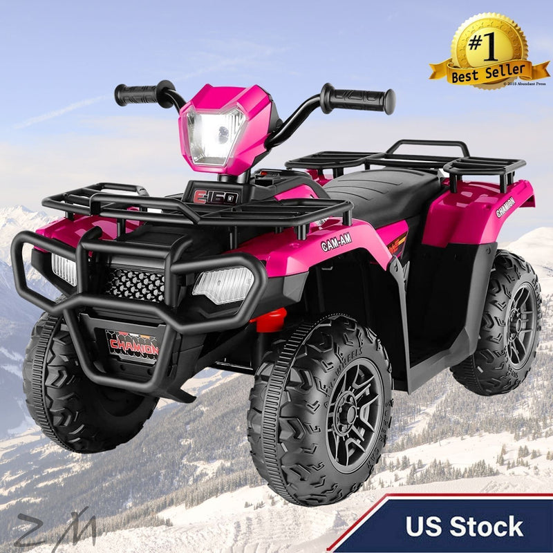 12V Electric Ride-On ATV for Kids 3-6 Years Old - Black Quad Truck with Battery Power
