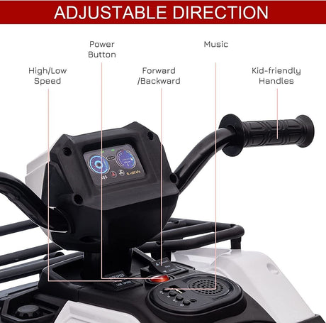 12V Electric Ride-On ATV for Kids 3-6 Years Old - Black Quad Truck with Battery Power