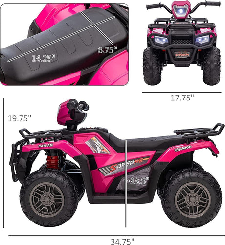 12V Electric Ride-On ATV for Kids - Black Quad Truck for Ages 3-6