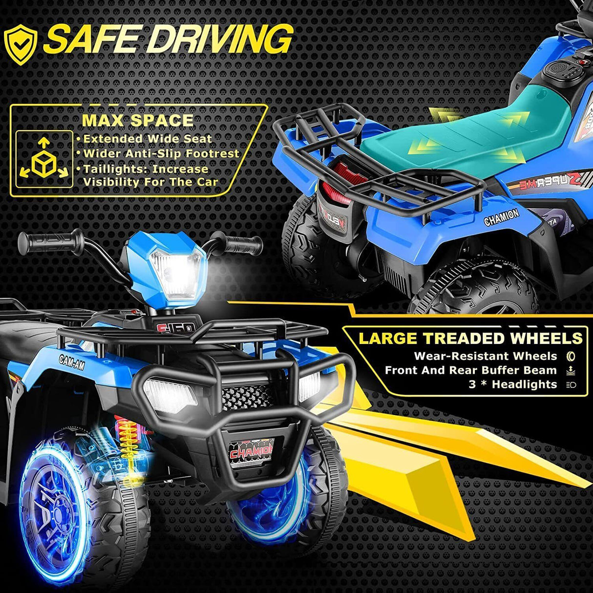 12V Electric Ride-On ATV for Kids - Black Quad Truck for Ages 3-6