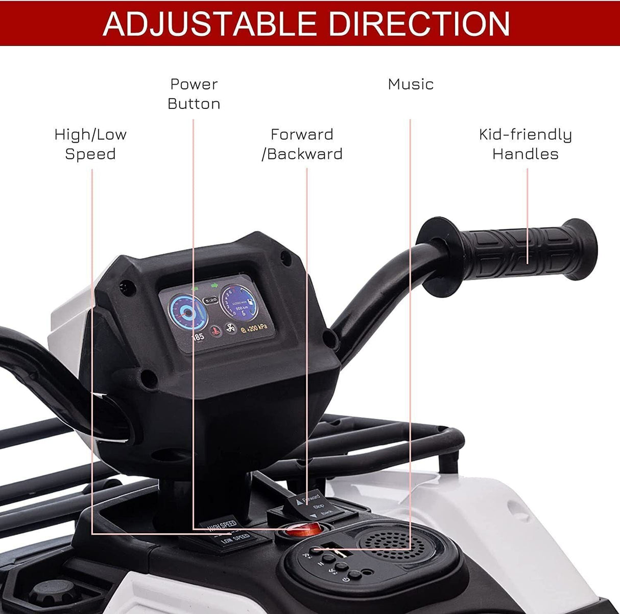 12V Electric Ride-On ATV for Kids - Black Quad Truck for Ages 3-6