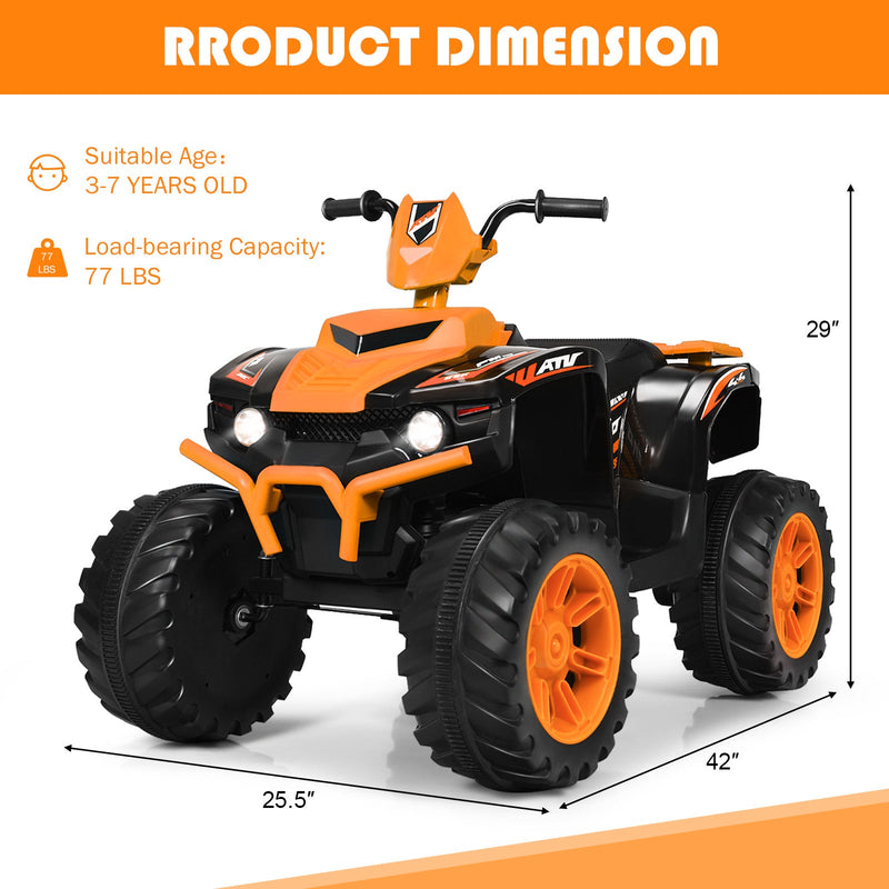 12V Electric Kids Quad ATV Ride On Car with LED Lights - The Perfect Ride for Your Little One!