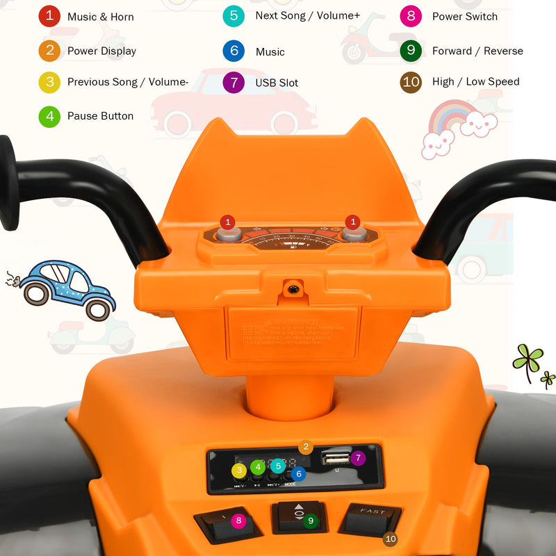 12V Electric Kids Quad ATV Ride On Car with LED Lights - The Perfect Ride for Your Little One!