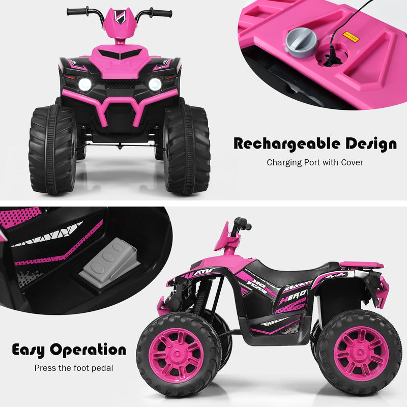 12V Electric Kids Quad ATV Ride On Car with LED Lights - The Perfect Ride for Your Little One!