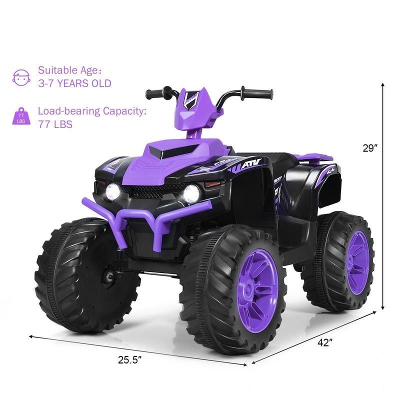 12V Electric Kids Quad ATV Ride On Car with LED Lights - The Perfect Ride for Your Little One!