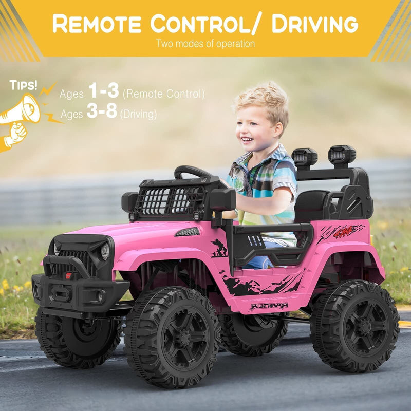 12V Electric Kids Ride On Jeep with Bluetooth Remote and Safety Belt