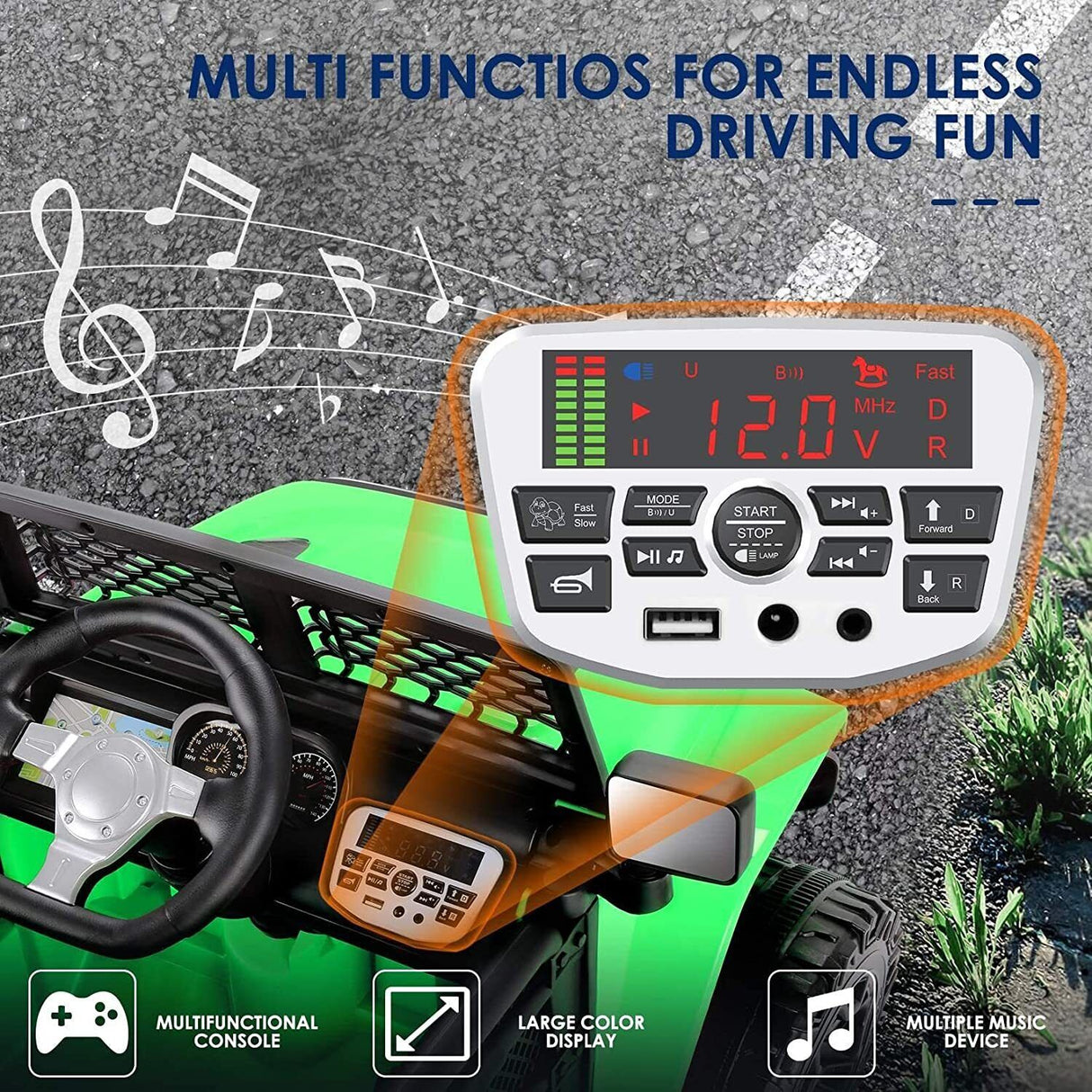 Electric 12V Battery-Powered Ride-On Car with Remote Control and MP3/USB Compatibility - Perfect Gift for Kids