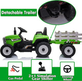 12V Electric Kids Ride On Tractor with Trailer - Battery Powered Car Toy for Christmas