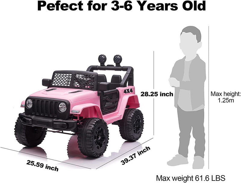 12V Electric Kids Ride On Truck with Remote Control and LED Lights