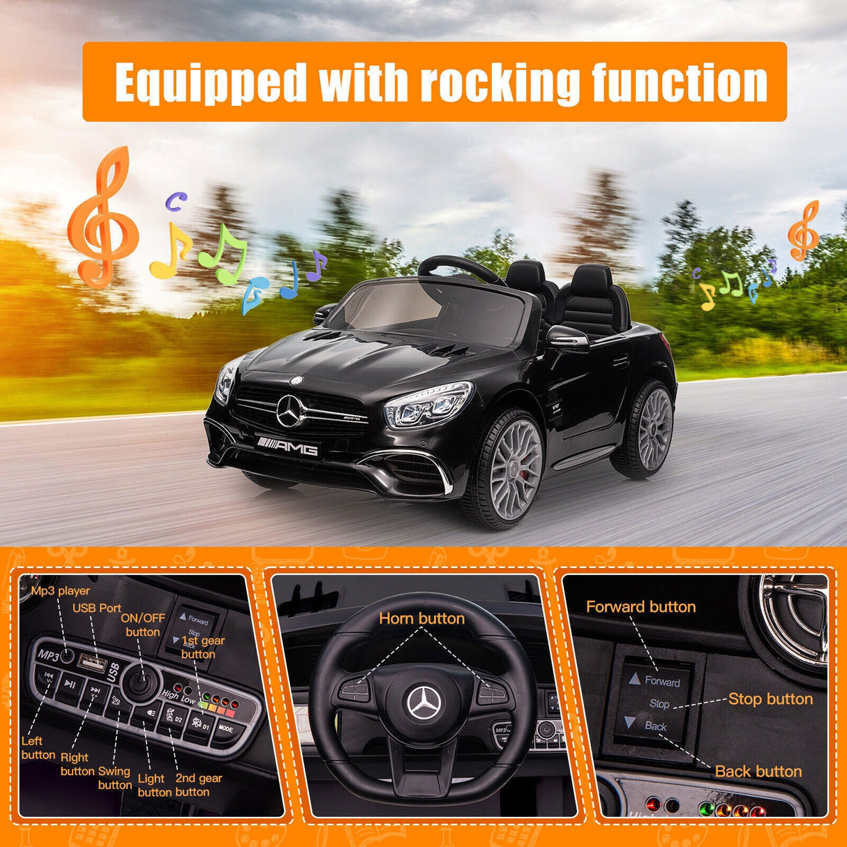 12V Electric Mercedes Benz Ride On Car for Kids with Remote Control