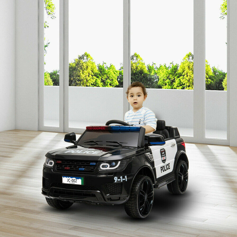 12V Electric Police Car Ride-On SUV for Kids with Music, Lights, Horn, and Remote Control