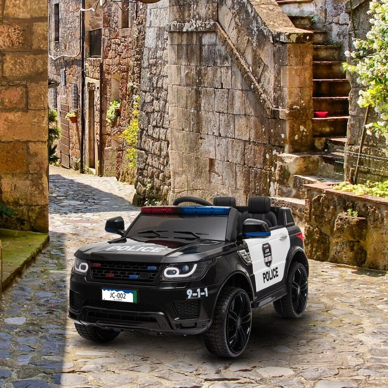 12V Electric Police Car Ride-On SUV for Kids with Remote Control - Black