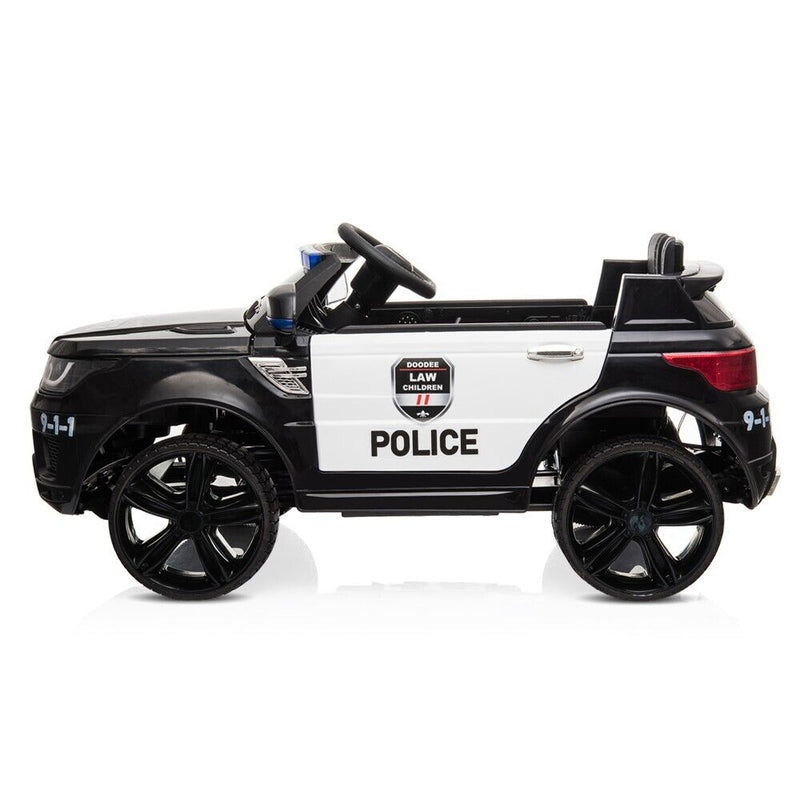 12V Electric Police Car Ride-On SUV for Kids with Remote Control - Black
