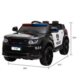 12V Electric Police Car Ride-On SUV for Kids with Remote Control - Black