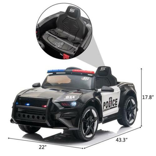 12V Electric Police Car Truck for Kids with 3 Speeds and Remote Control