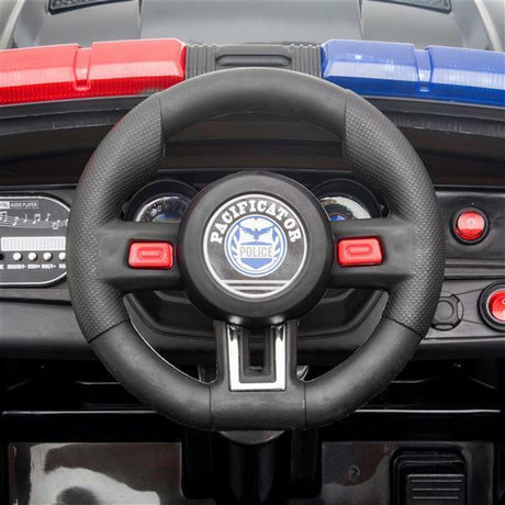 12V Electric Police Car Truck for Kids with 3 Speeds and Remote Control