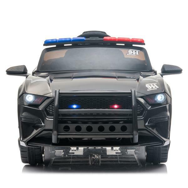 12V Electric Police Car Truck for Kids with 3 Speeds and Remote Control