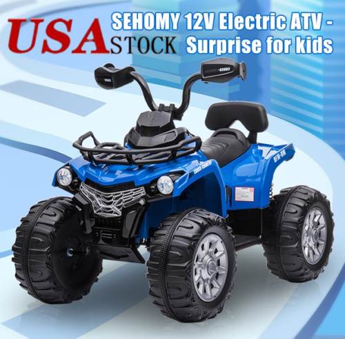 12V Electric Quad ATV for Kids with Fat Tires - Battery Powered 4-Wheeler Truck
