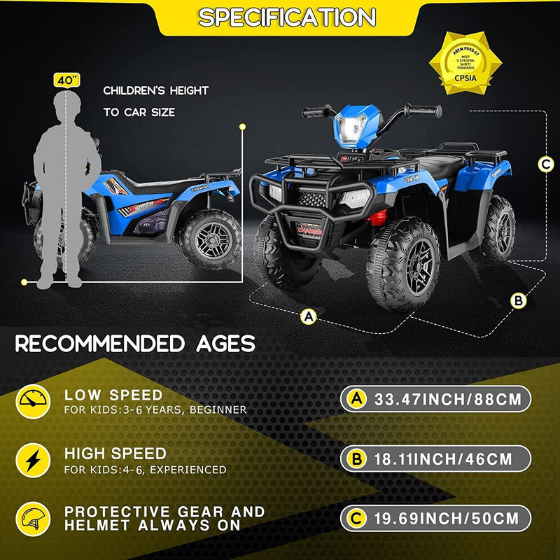 12V Electric Ride-On ATV for Kids with USB/MP3, Perfect Gift for Ages 3-6