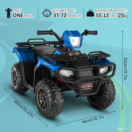 12V Electric Ride-On ATV Toy Car with USB/MP3 for Kids Ages 3-6
