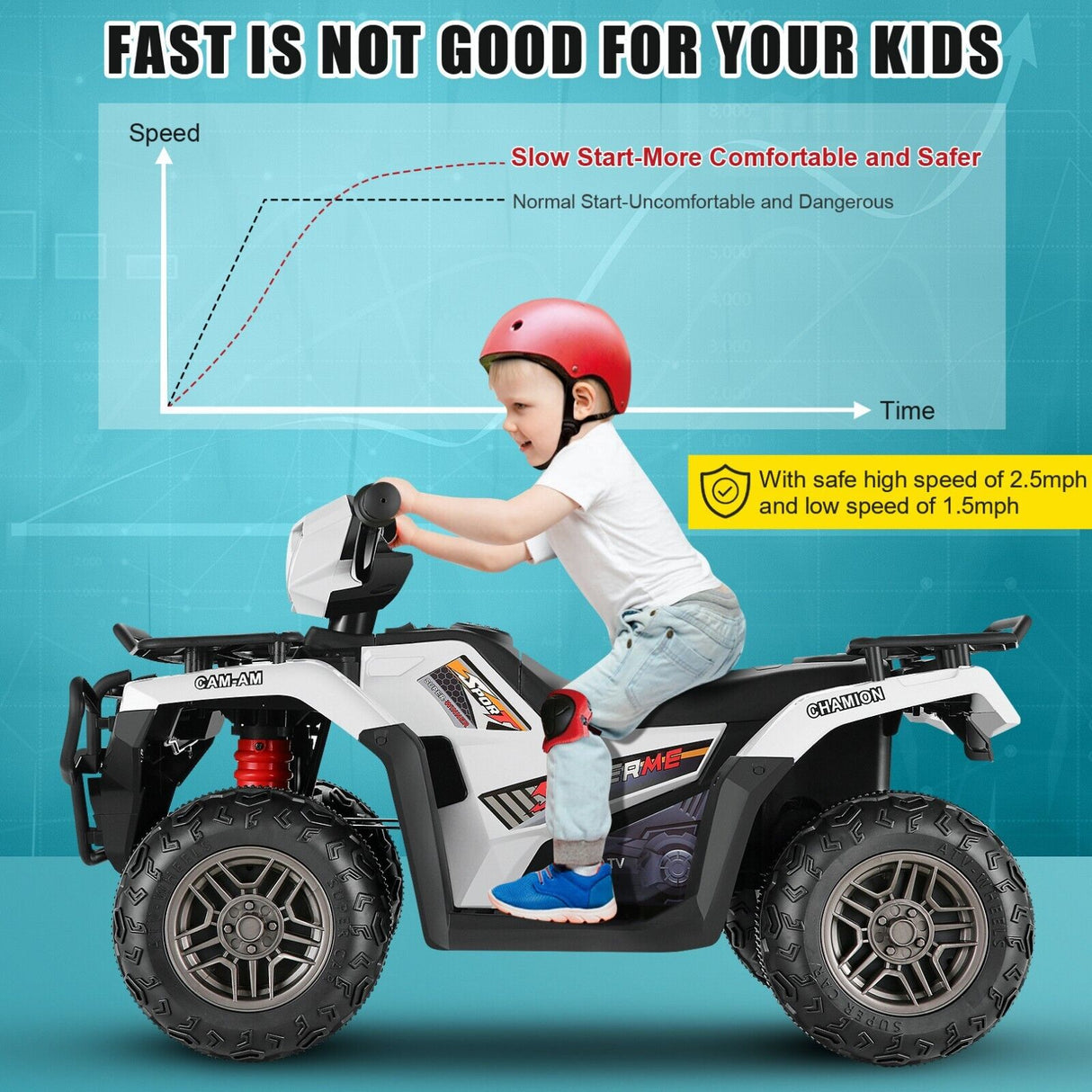12V Electric Ride-On ATV Toy Car with USB/MP3 for Kids Ages 3-6