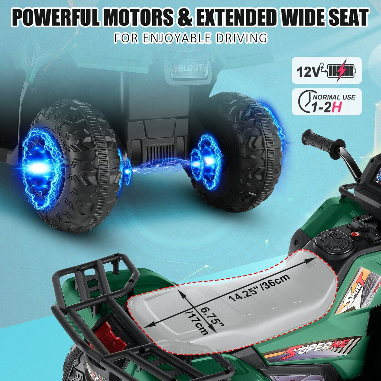 12V Electric Ride-On ATV Toy Car with USB/MP3 for Kids Ages 3-6