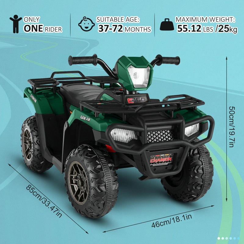 12V Electric Ride-On ATV Toy Car with USB/MP3 for Kids Ages 3-6