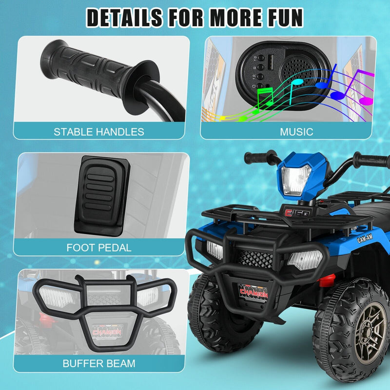 Electric ATV Ride-On Toy Car for Kids with USB/MP3, Suitable for Ages 3-6