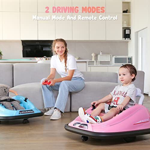 12V Electric Ride On Bumper Car for Toddlers with 2 Driv...
