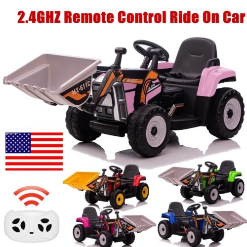 12V Electric Ride On Car for Kids with Bluetooth Remote and Bucket Control