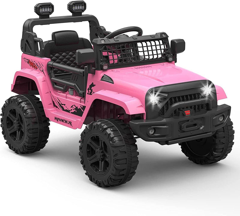 12V Electric Ride On Car for Kids with Bluetooth Remote Control - 2 Speeds, Pink