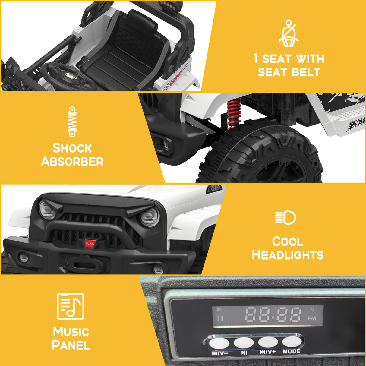 Rev Up the Fun: 12V Electric Truck for Kids with LED Lights and Spring Suspension