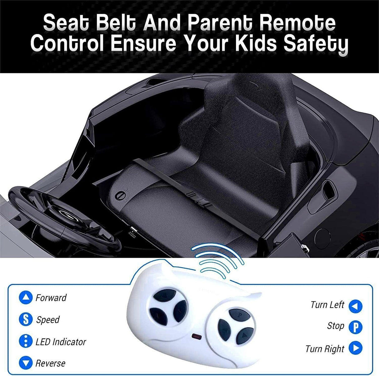 12V Electric Ride-On Car for Kids with Remote Control and LED Lights - Perfect Gift!