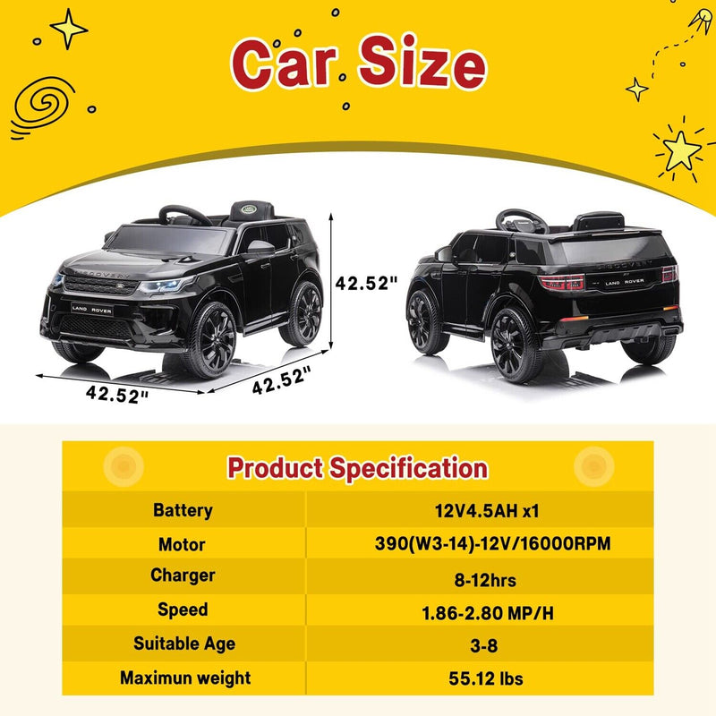 12V Electric Ride-On Car for Kids with Remote Control - Black