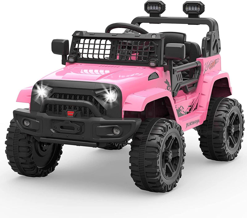 12V Electric Ride-On Car for Kids with Remote Control, LED Lights, and Bluetooth - 2 Speed Options