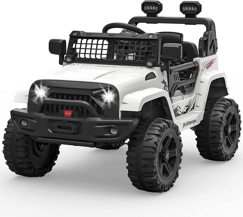 12V Electric Ride-On Car for Kids with Remote Control, LED Lights, and Bluetooth - 2 Speed Options