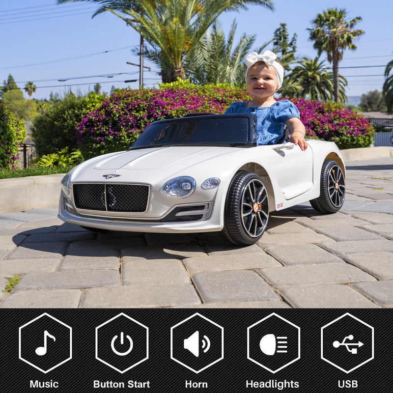 12V Electric Ride-On Car for Kids with Remote Control, LED Lights, and MP3 Player - BENTLEY Style