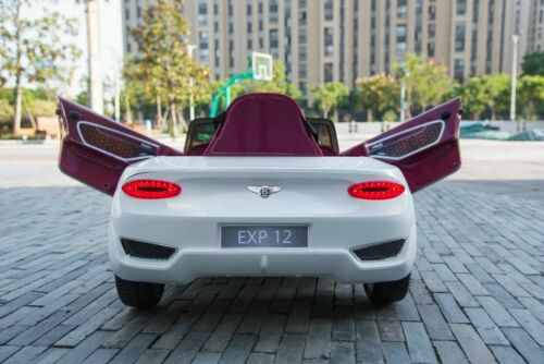 12V Electric Ride-On Car for Kids with Remote Control, LED Lights, and MP3 Player - Bentley Style in White