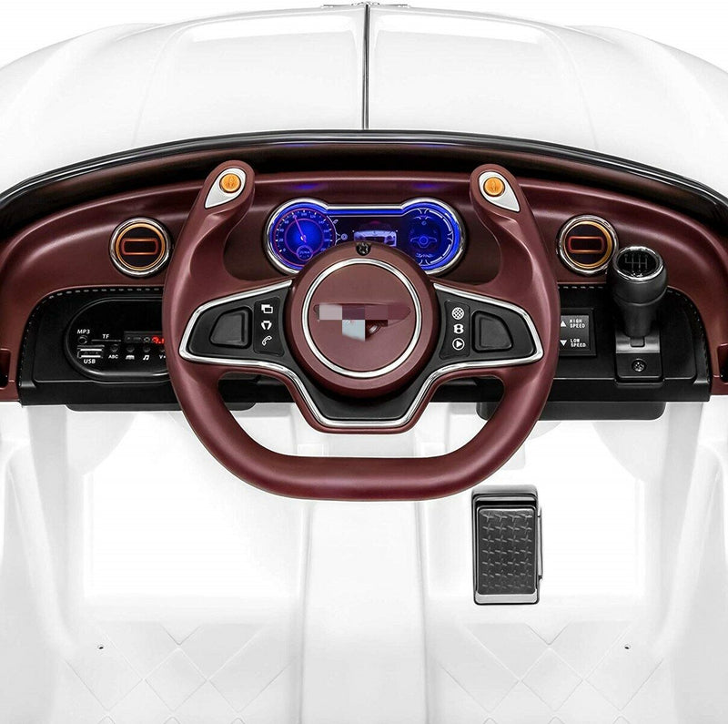 12V Electric Ride-On Car for Kids with Remote Control, LED Lights, and MP3 Player - Bentley Style in White